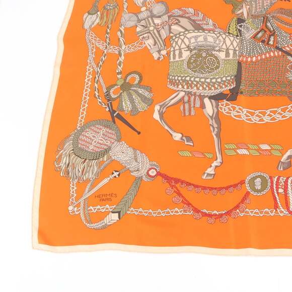 HERMES Orange Silk Scarf - Picture 4 of 8